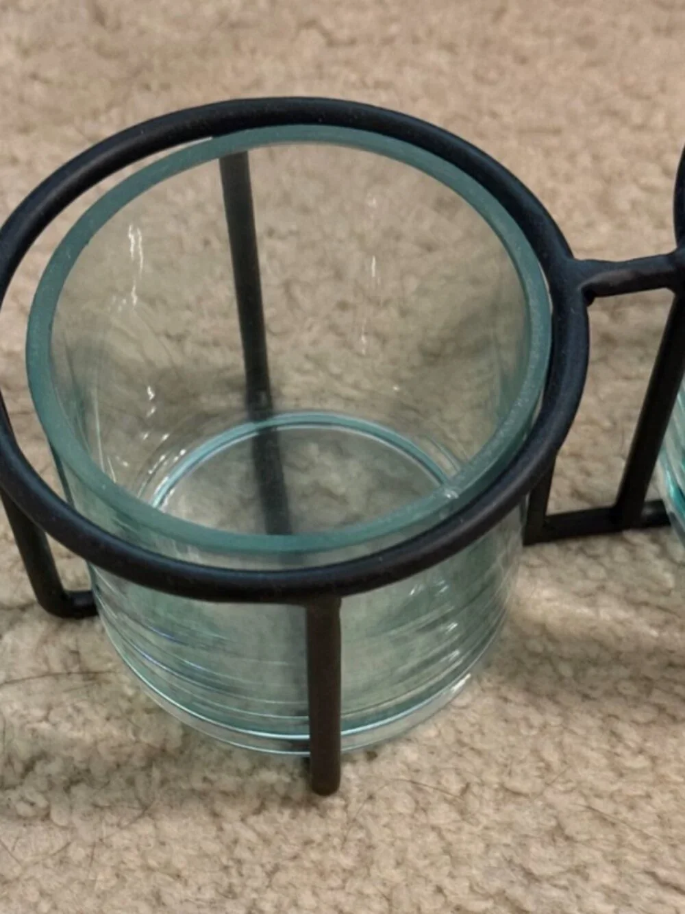 Pottery Barn Dani Handcrafted Circular Candle Holders Centerpiece Glass + Metal